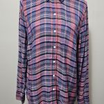 Lucky Brand  Purple Multi Rayon Twill Back Overlay Button Down Size Medium Photo 1