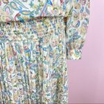 Vintage Shrader Sport Paisley Floral Knife Pleat Midi Skirt Set Cream Multi 6P Pink Photo 5