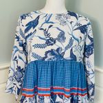 Ro’s Garden Floral Mini Ruffled Tiered Dress Rene Tiffany Blue XS Photo 3