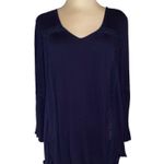 New Direction s tunic blouse deep cut neckline 3/4” belled sleeves size large Photo 0