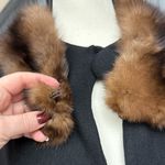 Vintage 1950s 1960s Lilli Diamond Black Wool Swing Coat Real Mink Fur Collar Size L Photo 5
