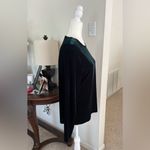 Kasper & Company ASL Dark Green Velvet Long Sleeve Top Size Large Stretch Black Photo 1