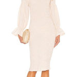 SNDYS Gingham Courtney Dress in Cream With Puff Sleeves Size 4 Photo 0