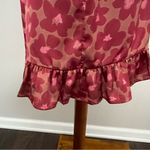 Dress Forum  Dress Mini Floral Satin Silky Ruffle Puffed Sleeves Lined Pink Red Photo 8