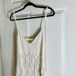 ZARA  Boho-Chic Ivory Crochet Midi Dress – V-Neck & Spaghetti Straps Size Large Photo 4
