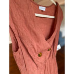 Luxology NWTs Rust Linen Dress Summer Spring Minimalist Button V Neck Boho Beach Photo 3