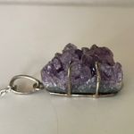 Purple Amethyst Crystal Necklace raw 925 silver beautiful gift new Photo 6