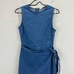 Lulus  Albena Medium Wash Denim Sleeveless Mini Wrap Dress Blue Casual Large Photo 6