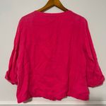 Flax  • 100% linen hot pink button down half sleeve shirt sz S Photo 1