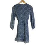 Abercrombie & Fitch  Wrap Mini Dress XS Blue Floral Chiffon Sheer 3/4 Sleeve Boho Photo 3
