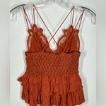 Free People Adella Cami XS Rust Lace Peplum “Winding Roads” Top NWT Photo 9