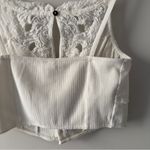Free People Have My Heart Tank Corset Top Cropped White Lace Button-Up Crop Spaghetti Strap Photo 4
