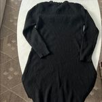 ZARA  GOTHIC STYLE HIGH COLLAR BLACK KNIT LONG SLEEVE MINI DRESS WITH BOW Medium Photo 5