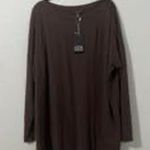 Eileen Fisher  Brown Jersey Viscose Tunic Dress Top Dark Brown Size Large Career Photo 0