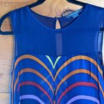 Armani Exchange Blue Silk Crew Neck Sleeveless Pullover Swingy Mini Dress Size 2 Photo 2