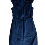 Rebecca Taylor  Yacht Club Chiffon Ruffle Sheath Dress Size 4 Dark Navy Blue Photo 4
