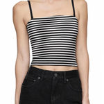 Gap CloseKnit Crop Tube Top Cotton Blend Black White Stripe NWT Large Photo 0