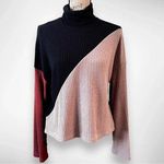 SheIn Women's Color Block Cropped Turtleneck Sweater Medium | EUC Photo 0
