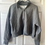 Fabletics  Grey Crop 1/2 Zip Athletic Sweater Pullover Size Medium Photo 0