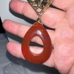 Necklace‎ Vintage Boho Gemstone Carnelian And Gold Tone Toggle Closure Necklace Photo 3