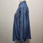 Disney Mickey Jerry Leigh 90s Denim Embroidered Cotton Button Down Size Medium Blue Photo 3