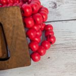 Vintage Bracelet Red Beads with Wooden Clasp Chunky Statement Photo 7