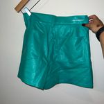 7 For All Mankind teal pleather high rise shorts new Photo 9