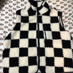 Checkered Fuzzy Vest Black Size XL Photo 0