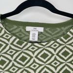 Halston Heritage HALSTON Women's Green White Geometric Diamond Pattern Pullover Sweater XS‎ Photo 3