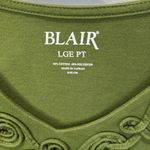 Blair Green Dress, Knit, Casual, Rosette Neckline, Tie Back, L Petite Photo 1