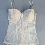 Vintage Black Fuchsia Secret Lace Floral Cream Lace Corset Bustier Lingerie Top White Size 34 D Photo 1