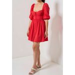 Anthropologie MAEVE x  Puff Sleeved Sweetheart Mini Dress, Red, Small Photo 2