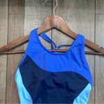 Athleta Womens Swimsuit Freestyle Blue Colorblock Quick Drying High Neck Size 32 Photo 5