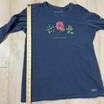 Life is Good Womens Crusher Long Sleeve T Shirt Blue Poinsettia Floral Print M Photo 4