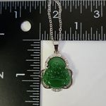 Silver Jade Green Buddah Pendant with Chain Necklace Photo 5
