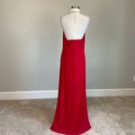 AQUA  Beaded Halter Backless Cowl Neck Long Evening Gown Red Size 10 Formal Dress Photo 1