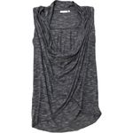 Vera Wang Simply Vera X-SMALL Low Drape Neck Faux Collar Heathered Raw Hem Blouse Photo 6