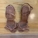 Loeffler Randall  Mikel Ankle Strap High Heel Raffia Sandals - Size 9 Photo 4