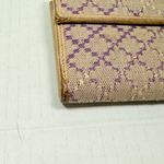 Gucci GG Canvas Wallet Purple Monogram Beige Leather Trim Snap Closure Photo 1