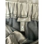 AQUA  Faux Leather Coated High Waisted Cargo Ankle Pants Black Women's Size L Photo 3