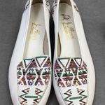 Vintage 90s J Alongi White Tribal Print Loafers Size 6 Photo 1