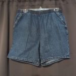 Chic Women's Size 18 High Waisted Denim Shorts, Elastic Waist, Vintage Mom Short Blue Photo 0