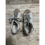 Steve Madden  Lace Sneakers Women's Size 6.5 White Silver Sparkle Laces Beige Photo 3