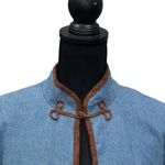 VTG Isabella's Journey Blue Jean Denim Jacket/Coat Faux‎ Suede Long Sleeve S Photo 7