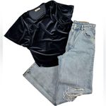 H&M Divided Light Denim 90S Baggy High Waisted Wide Leg Distressed Knee Jeans Photo 1