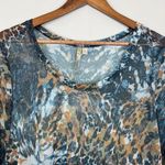 Comfy USA Tunic Top Womens XL Multicolor Mesh Animal Print High Low Long Sleeve Blue Photo 2