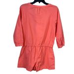Juicy Couture Orange Linen Cotton Romper XS – Button Front, Drawstring Waist Photo 2