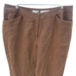 J. Jill 100% linen super wide leg high rise brown Lagenlook 628 Size 14 Photo 2