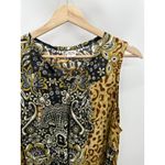 Seven Island Top Women 2X Black Brown Tan Paisley Print Sleeveless Caged Front Photo 1