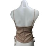 ZARA Brown Silky Satin Sleeveless Cami Camisole Ruched Tie Crop Tank Top Size S Photo 1